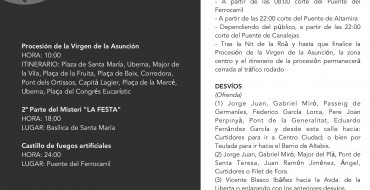 Cortes y limitaciones de estacionamiento para el 15 de agosto