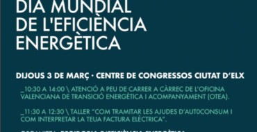 Eficiencia Energética organiza unas jornadas de autoconsumo y asesoramiento junto con la Oficina de Transición Energética y Acompañamiento de la Generalitat