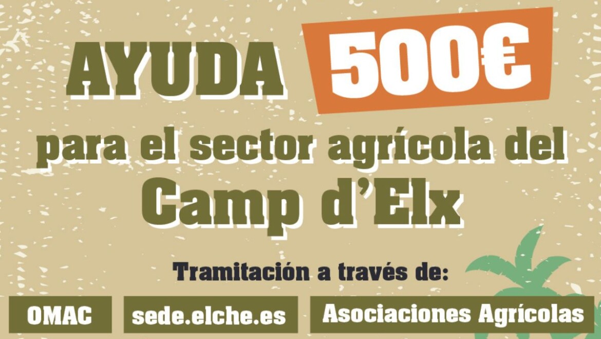 El alcalde anima a los agricultores del Camp d’Elx a solicitar las ayudas de 500 euros para paliar el aumento de costes agrícolas