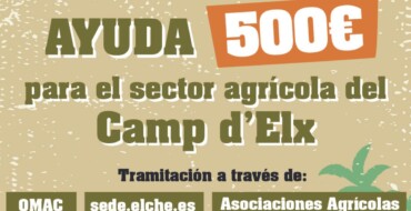 L’alcalde anima els agricultors del Camp d’Elx a sol·licitar les ajudes de 500 euros per a pal·liar l’augment de costos agrícoles